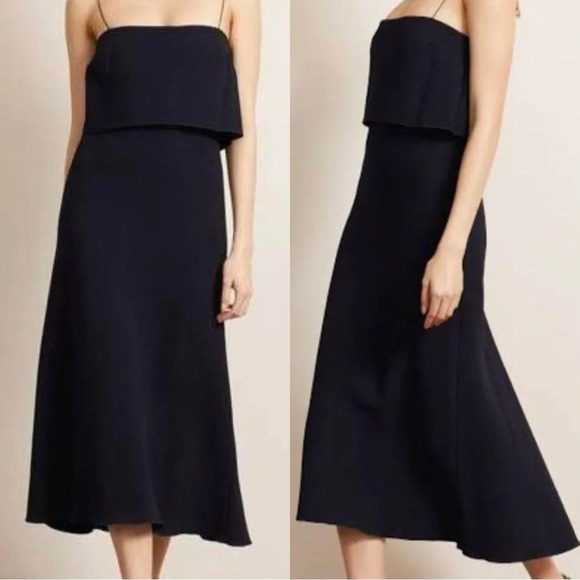NWT Bec + Bridge Forever Young Skinny Strap A Line Midi Dress Black Navy Blue - Picture 2 of 7